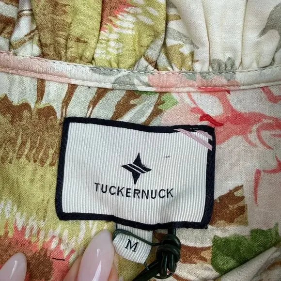 Tuckernuck Sun Faded Floral Pink and Green Sunflower Blouse Size M NWT Classic - Picture 8 of 9